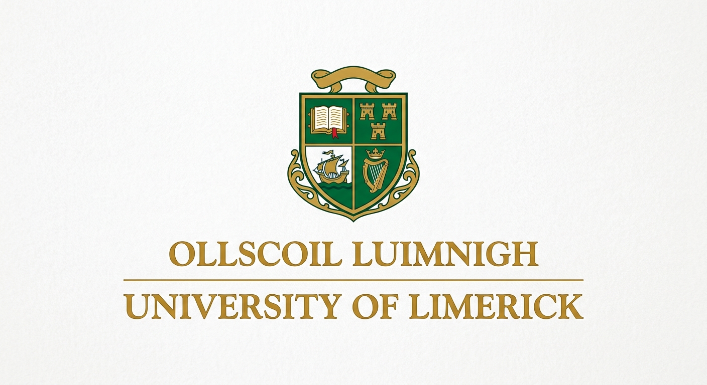 University of Limerick official logo featuring the UL crest with shield emblem and the text Ollscoil Luimnigh in green and gold colors