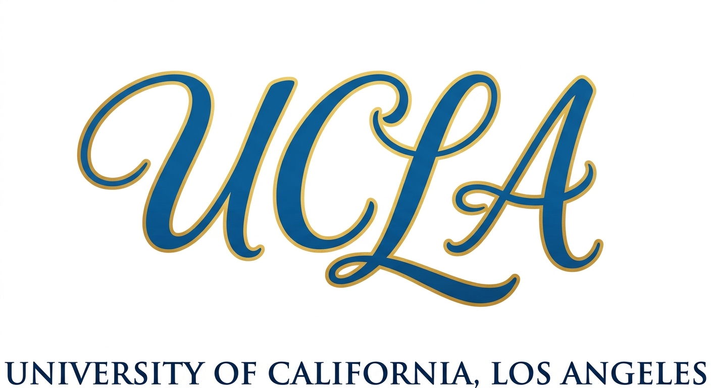University of California Los Angeles UCLA official logo featuring the UCLA wordmark in blue and gold script on a white background