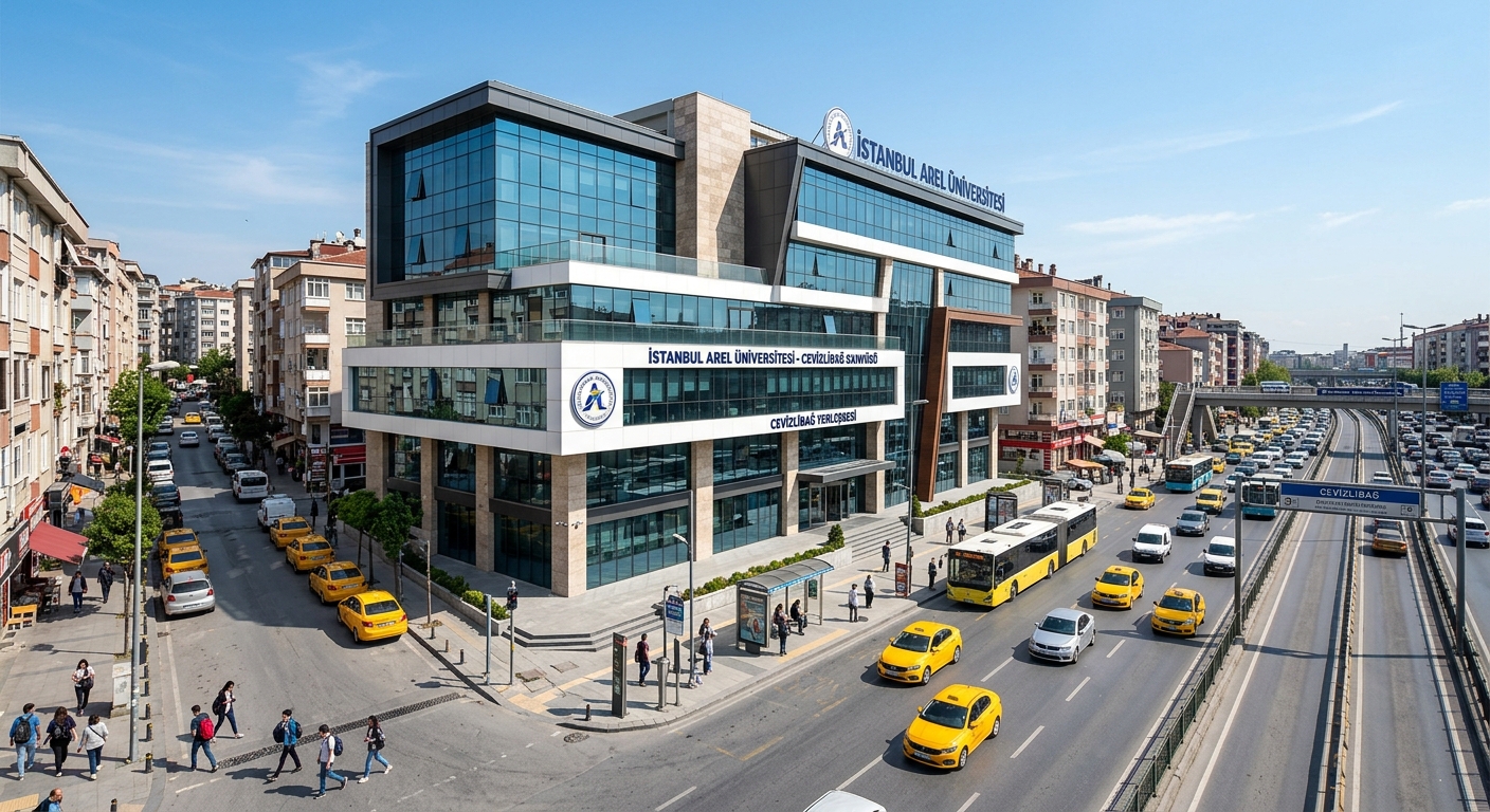 Istanbul Arel University Cevizlibağ Campus, urban campus building in central Istanbul, modern architecture, city street view