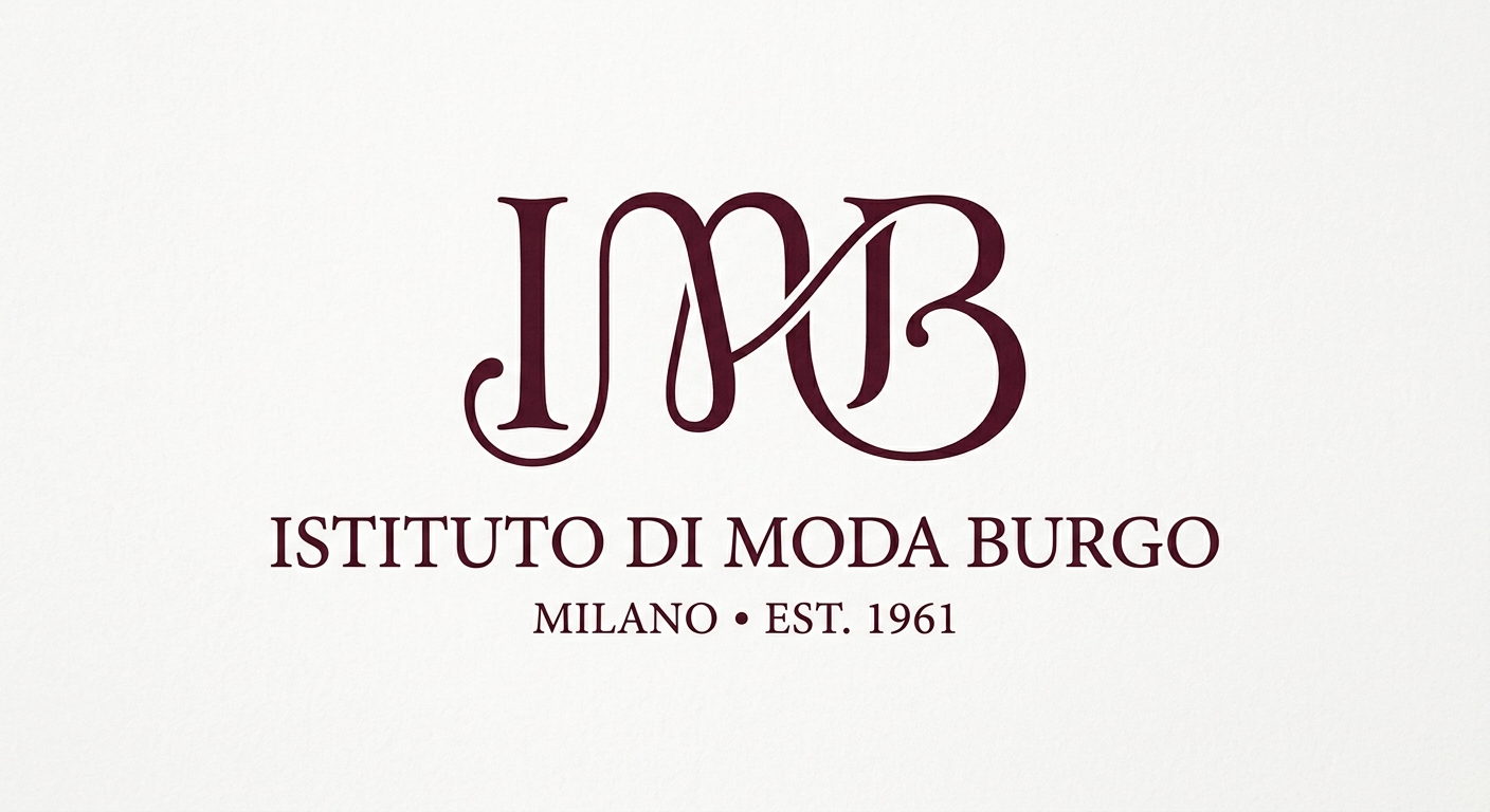 Istituto di Moda Burgo official logo, stylized IMB lettering with classic Italian typography on white background