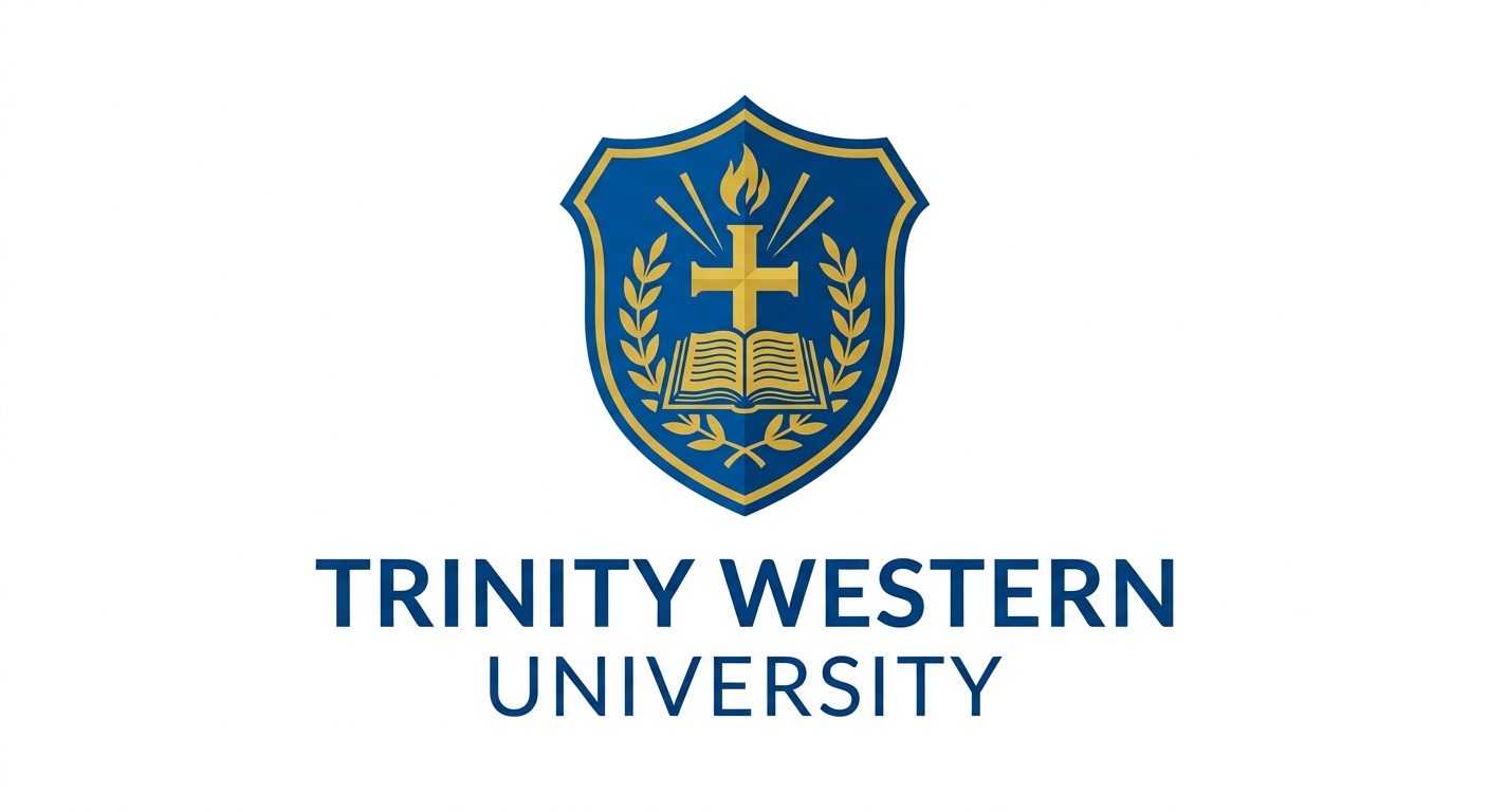 Trinity Western University official logo featuring the TWU shield emblem with gold and blue colors on a white background