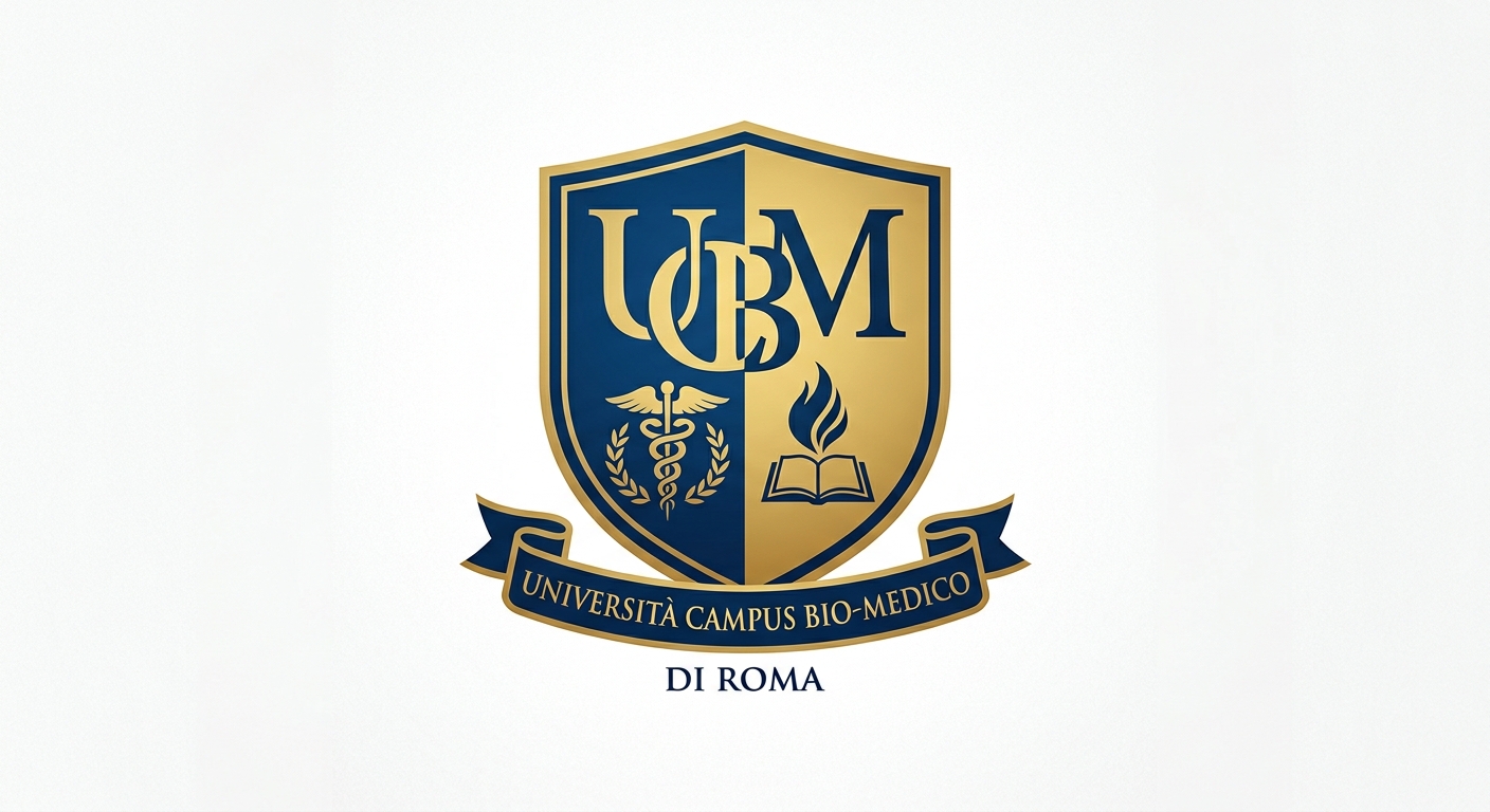 Università Campus Bio-Medico di Roma official university logo, shield emblem with UCBM initials in deep blue and gold on white background