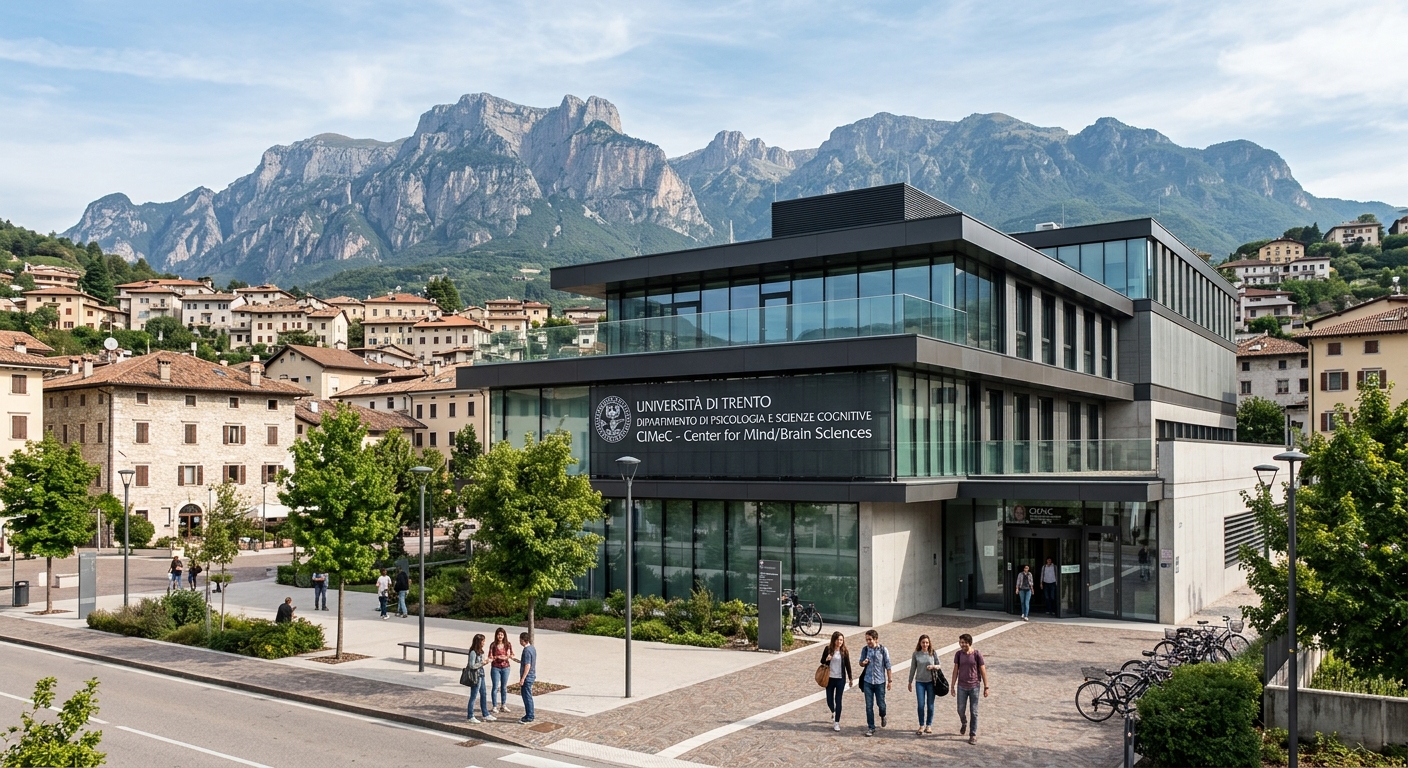 University of Trento Rovereto campus, Department of Psychology and Cognitive Science building, CIMeC research center, Italian small city setting with mountain views