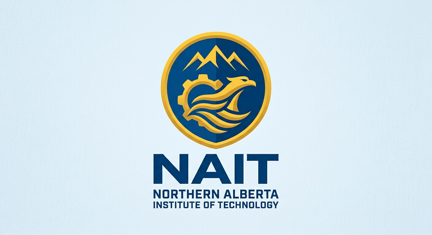 Northern Alberta Institute of Technology NAIT official logo, stylized blue and gold design with NAIT wordmark