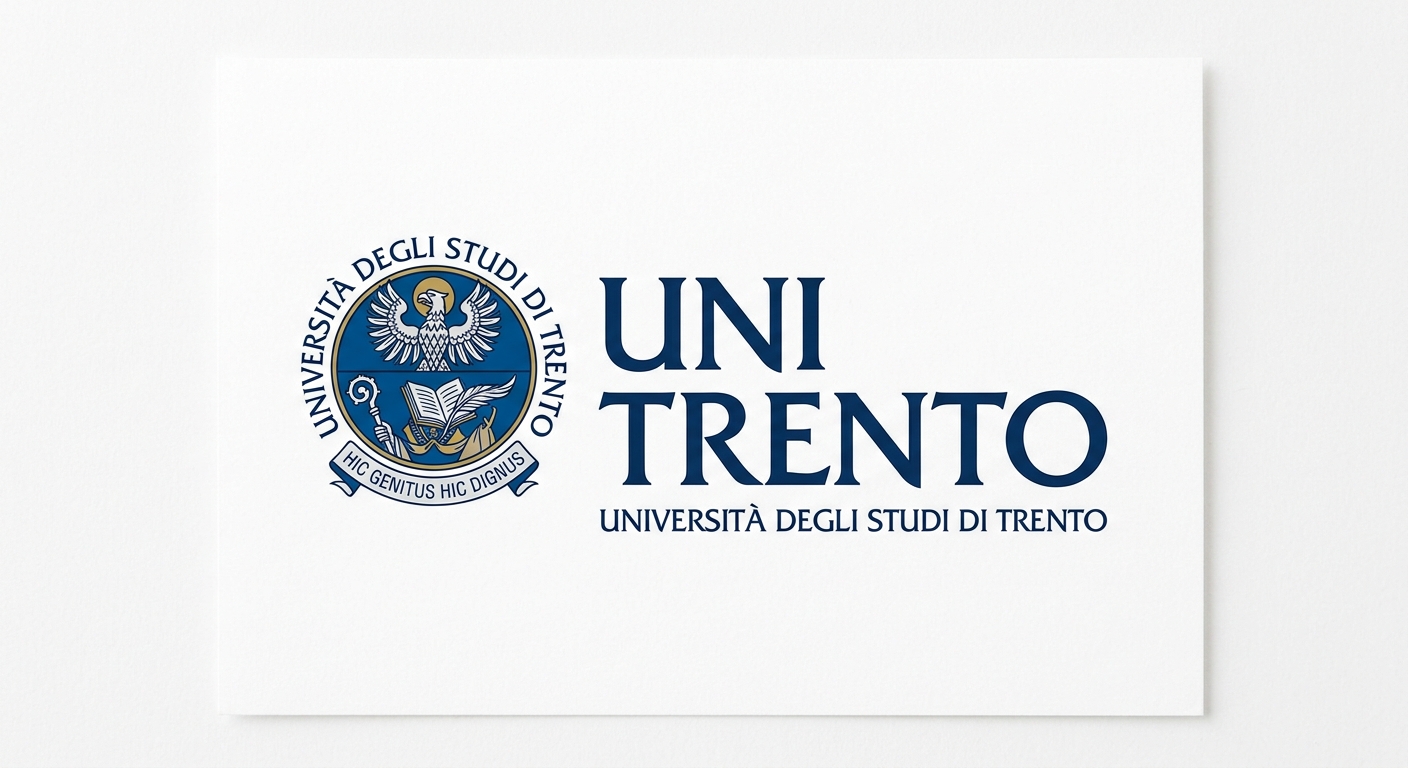 University of Trento official logo, UniTrento emblem featuring stylized text and university crest on white background