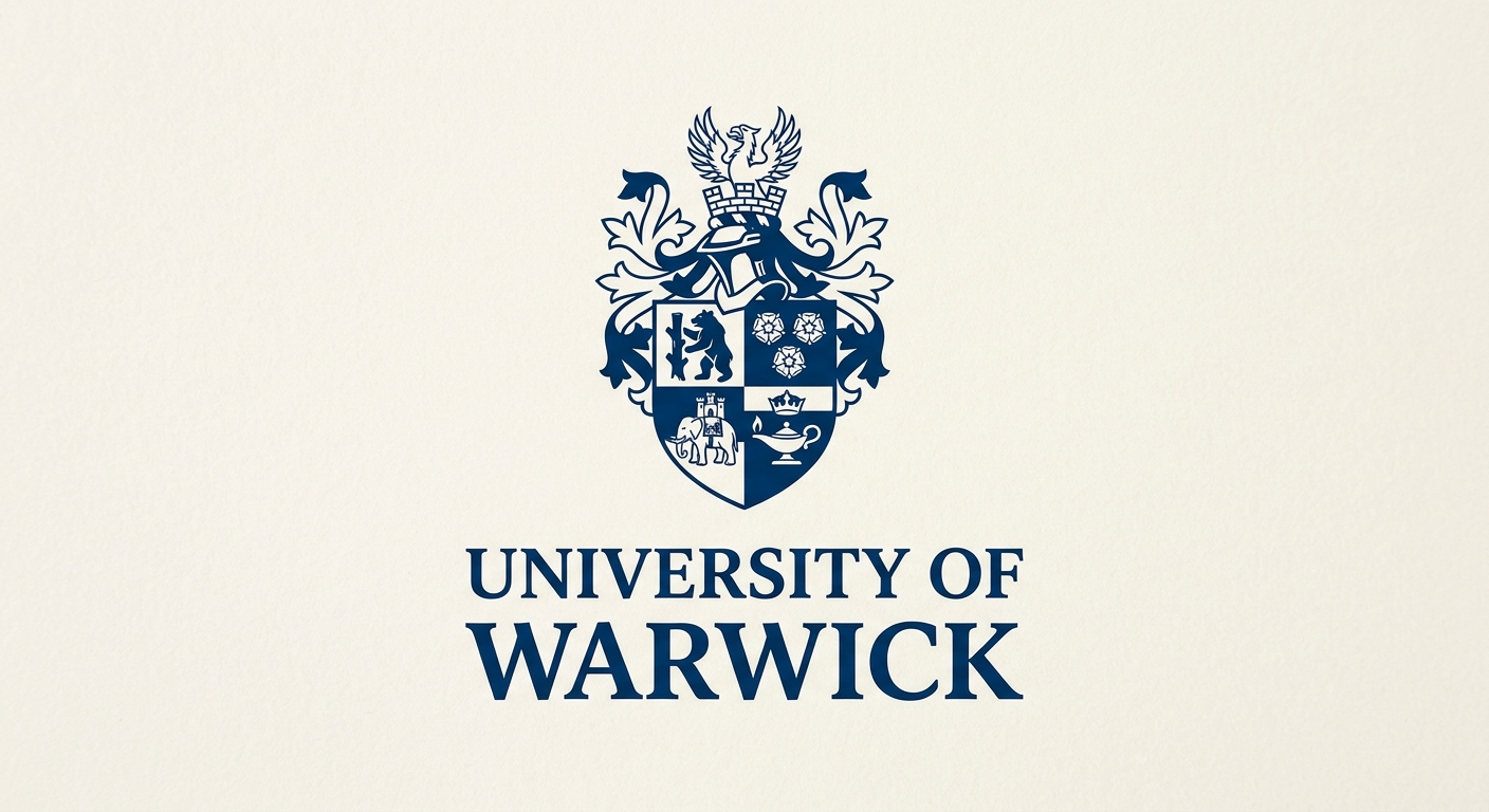 University of Warwick official logo featuring the university crest with a shield and the text University of Warwick in dark blue