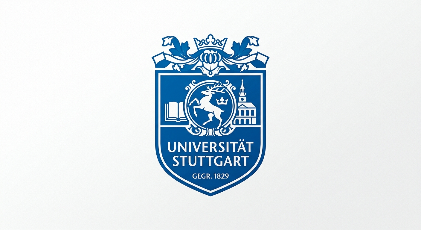 University of Stuttgart official logo, stylized blue and white crest with text Universitaet Stuttgart