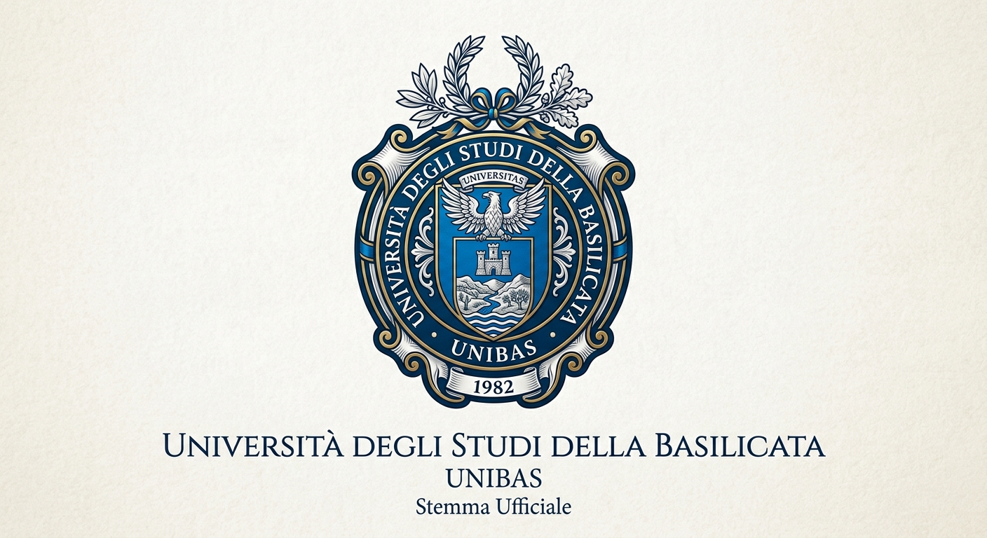 University of Basilicata official logo, Università degli Studi della Basilicata crest with blue and white academic emblem