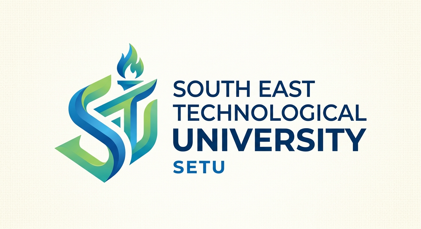 South East Technological University SETU official logo, blue and green modern design with university name text