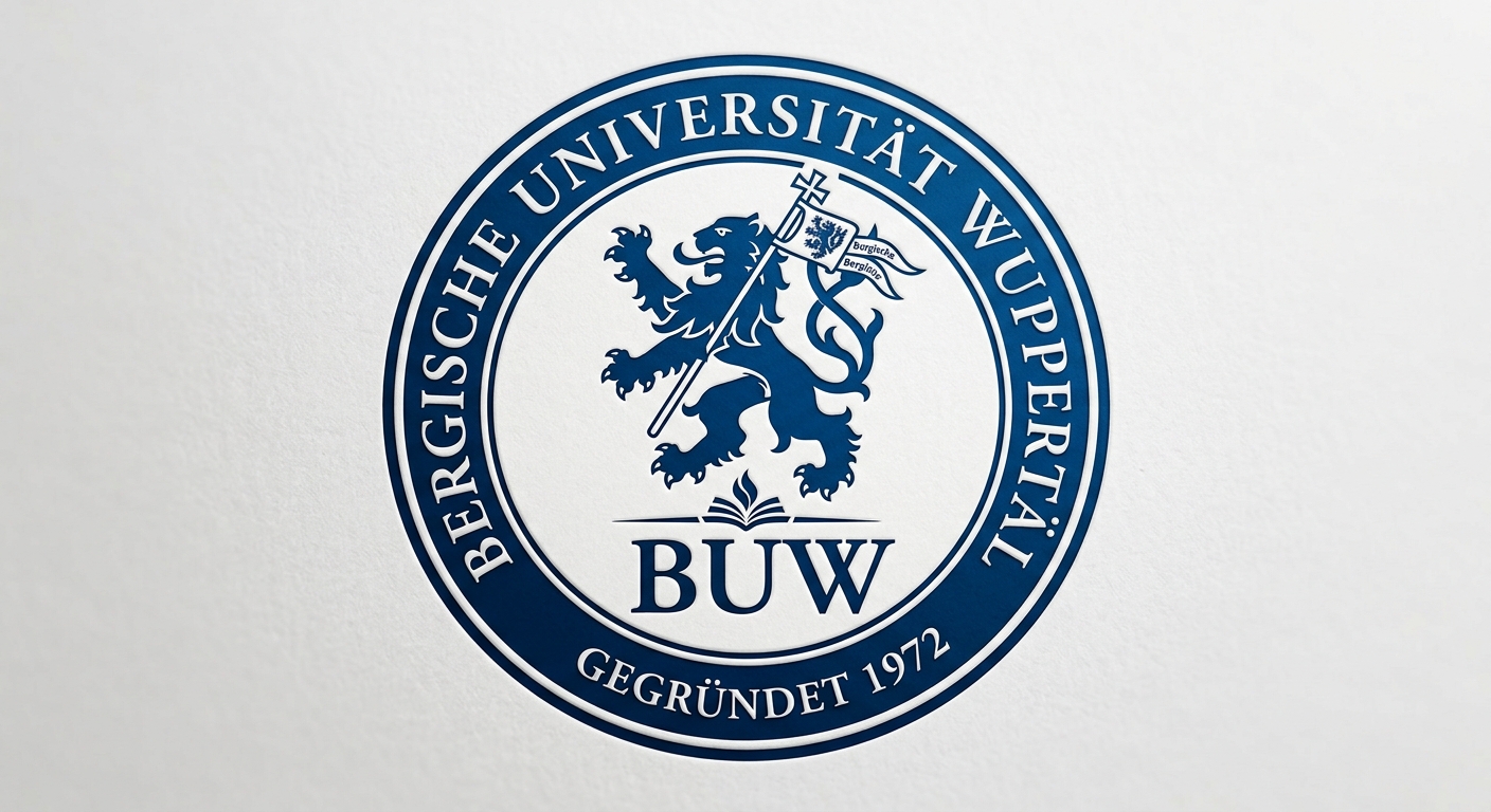 University of Wuppertal official logo, Bergische Universität Wuppertal crest with blue and white color scheme, BUW lettering