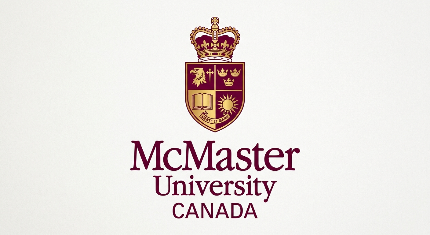 McMaster University official logo featuring the university crest with shield, crown, and the McMaster wordmark in maroon and gold colors