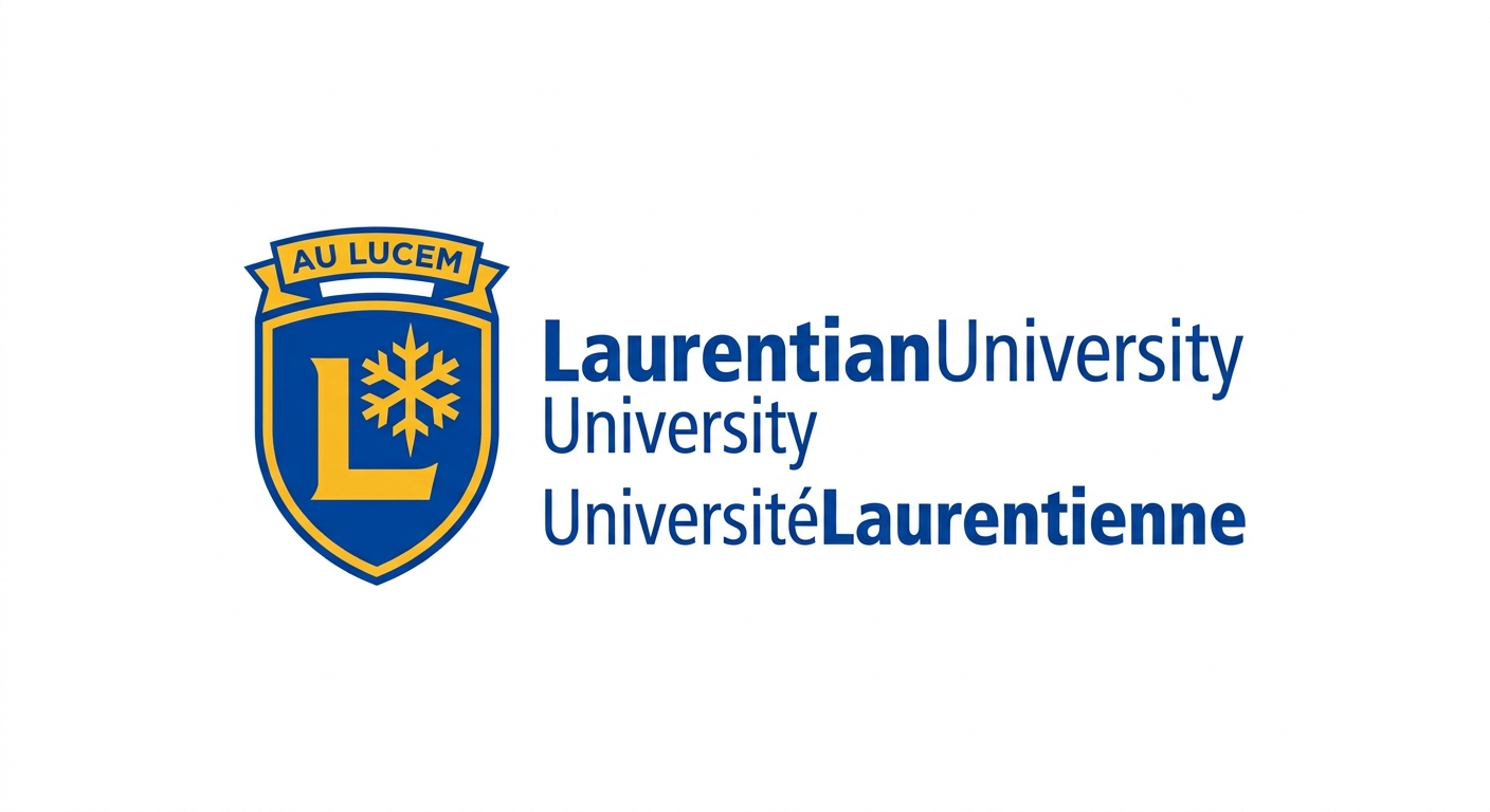 Laurentian University official logo featuring the university crest in blue and yellow on a white background