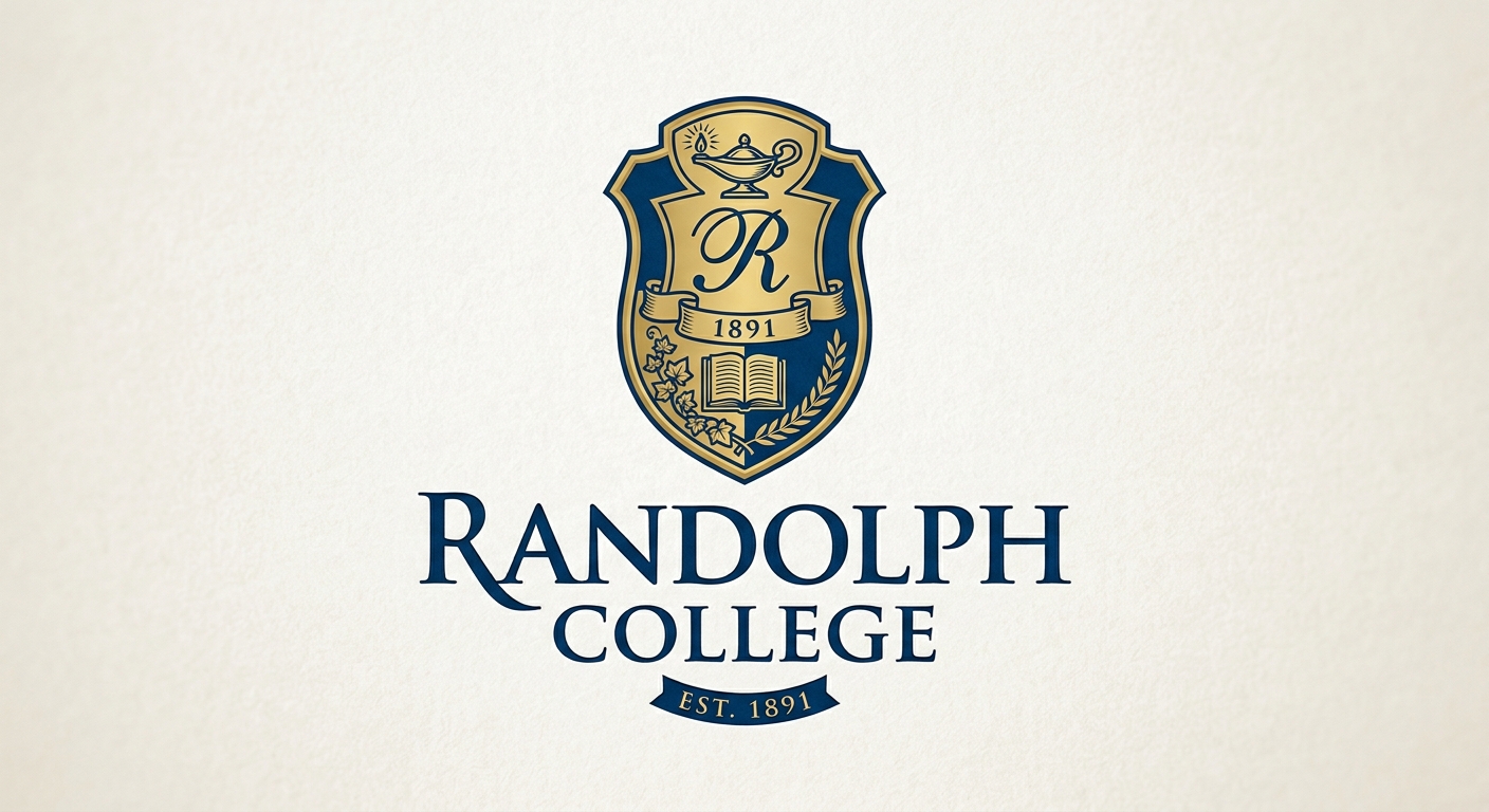 Randolph College official logo featuring the college name in serif font with a shield emblem and founding year 1891