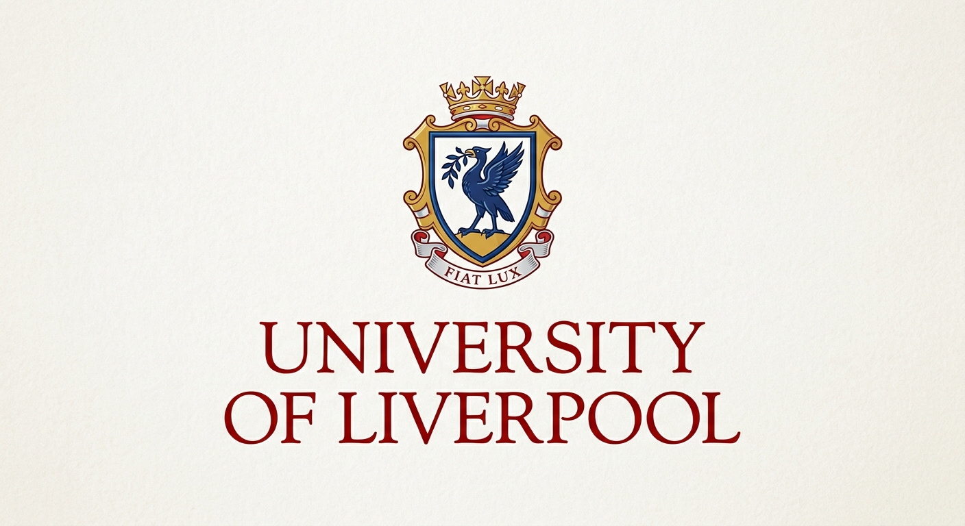 University of Liverpool official logo featuring the university crest with a Liver Bird emblem and the text University of Liverpool in dark red