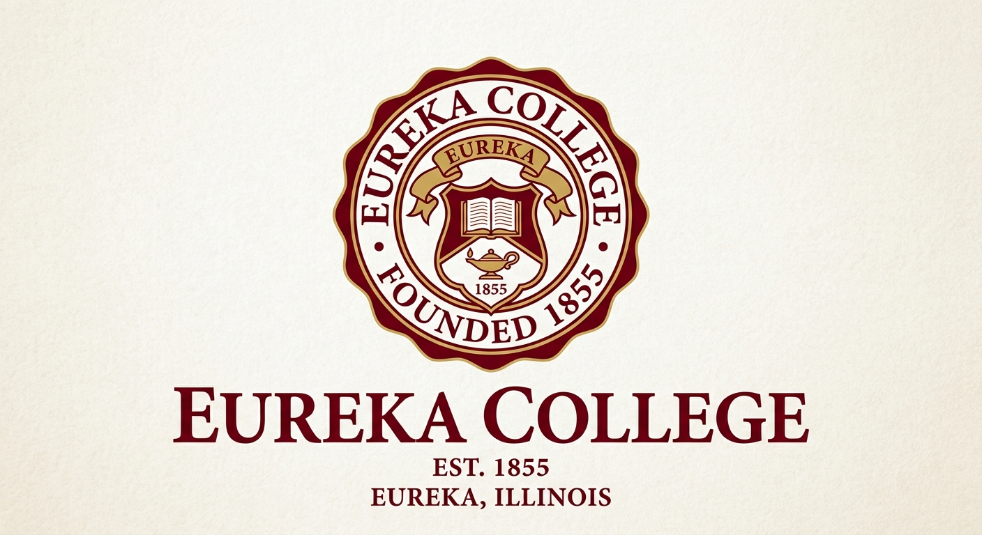 Eureka College official logo featuring the college name in maroon lettering with a traditional academic seal