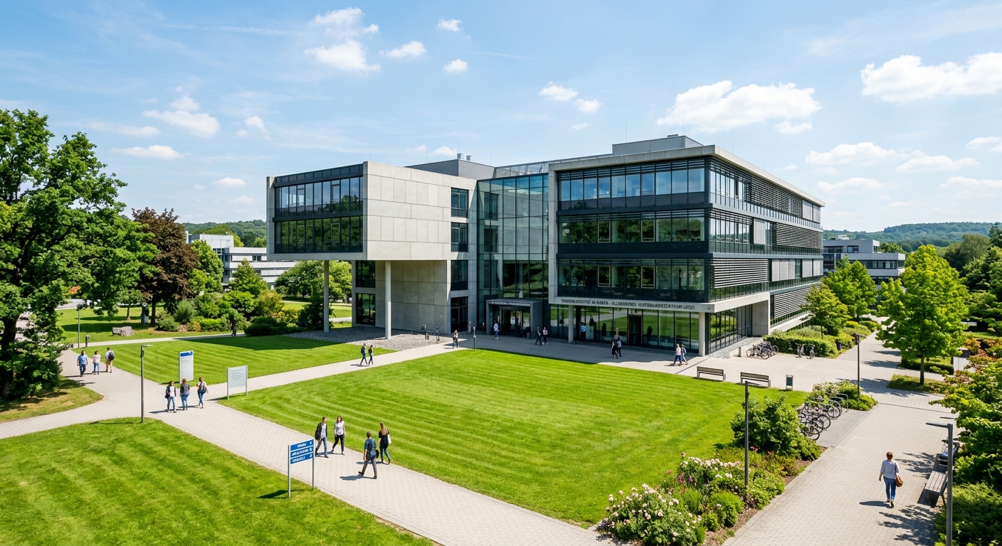 FernUniversität in Hagen main campus buildings, modern architecture, Allgemeines Verfügungszentrum AVZ building, green lawns, North Rhine-Westphalia setting