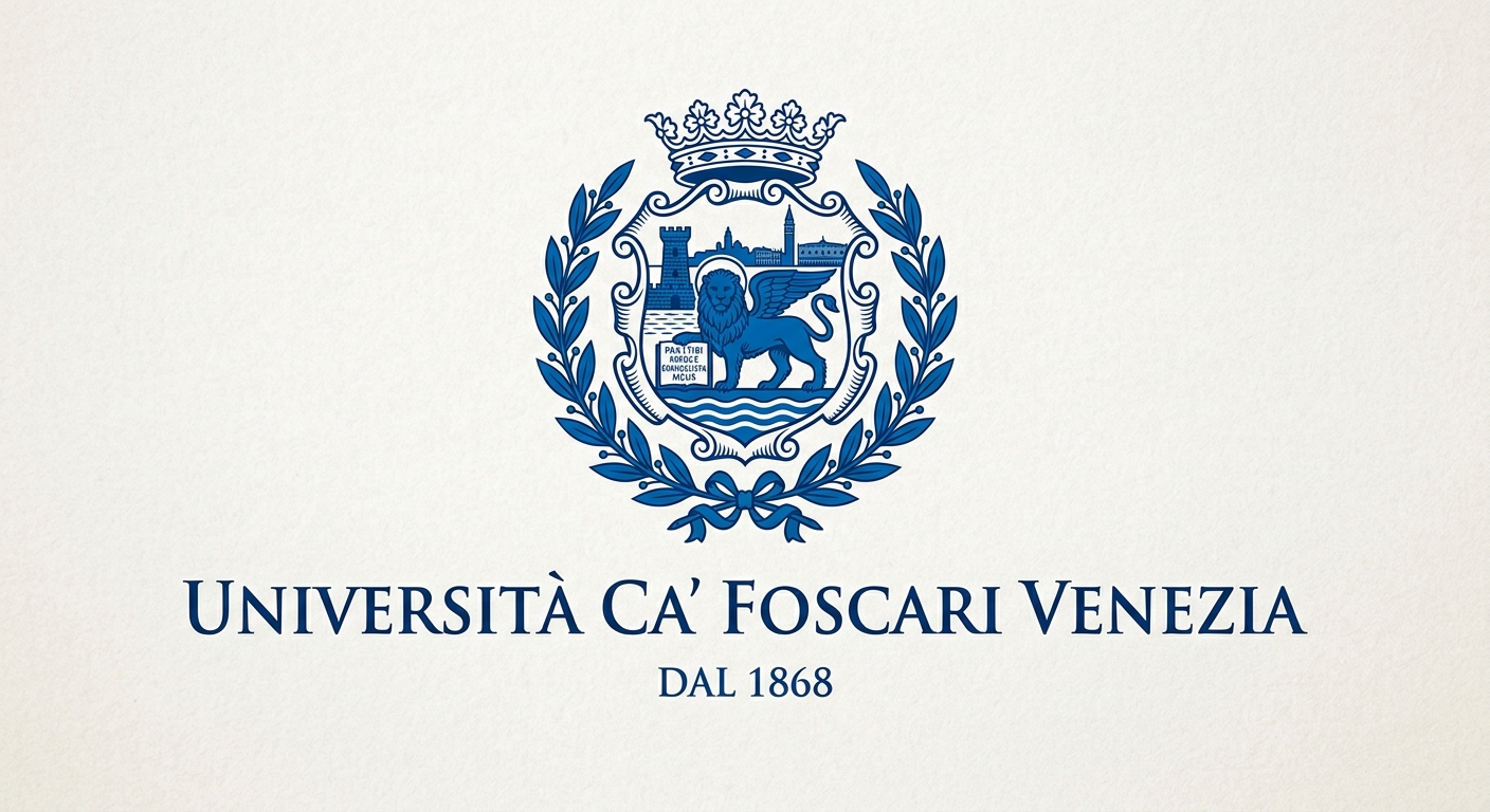 Ca' Foscari University of Venice official logo, featuring the university crest with lion of St. Mark, blue and white color scheme, text reading Universita Ca Foscari Venezia
