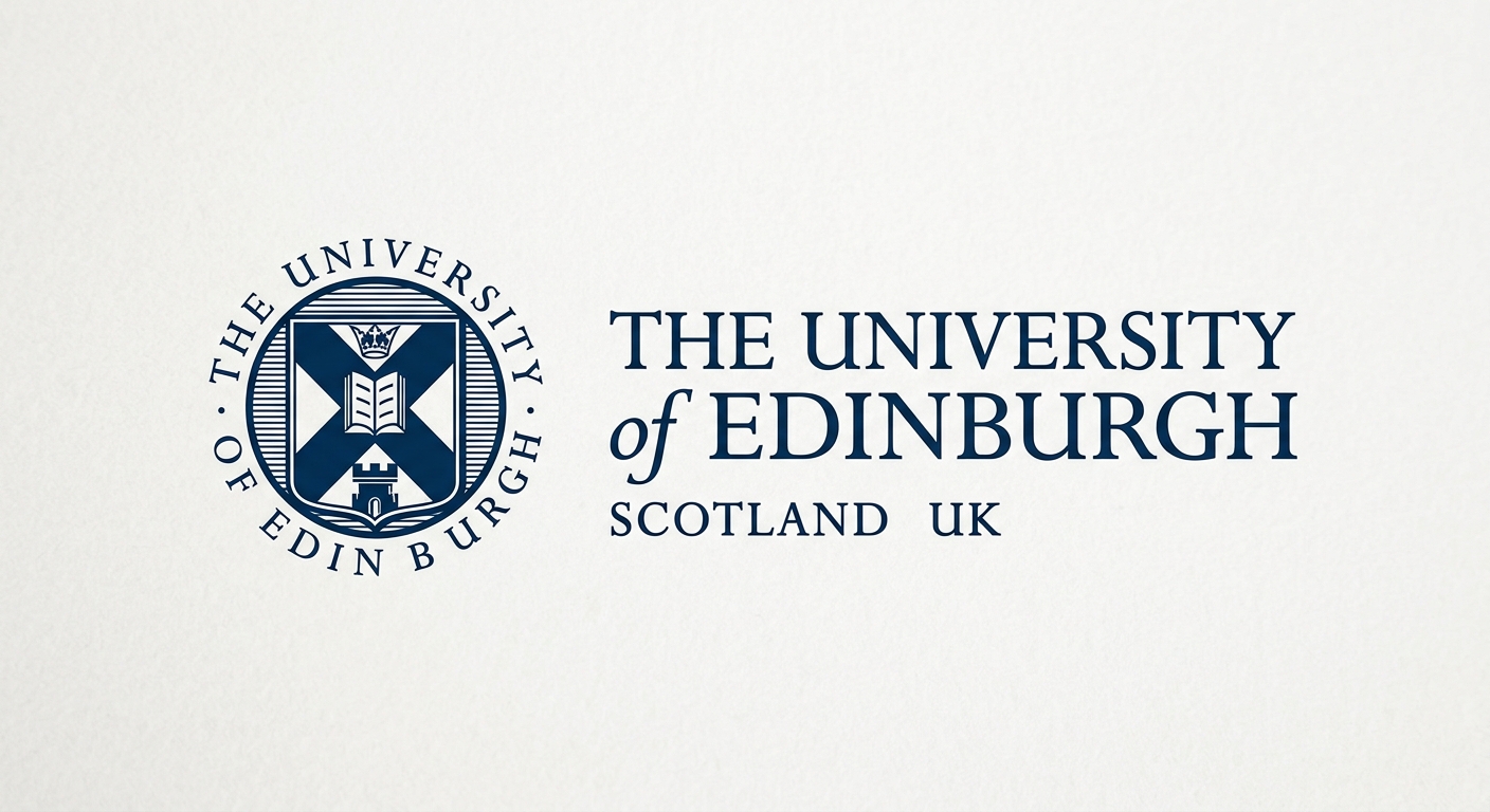 University of Edinburgh official logo featuring a castle tower emblem with the university name in dark blue text
