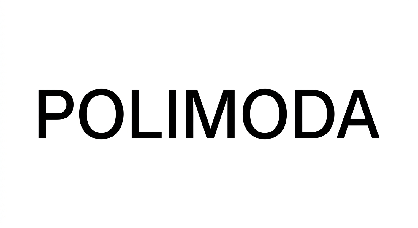 Polimoda fashion school logo, minimalist black text on white background, modern sans-serif typeface spelling POLIMODA