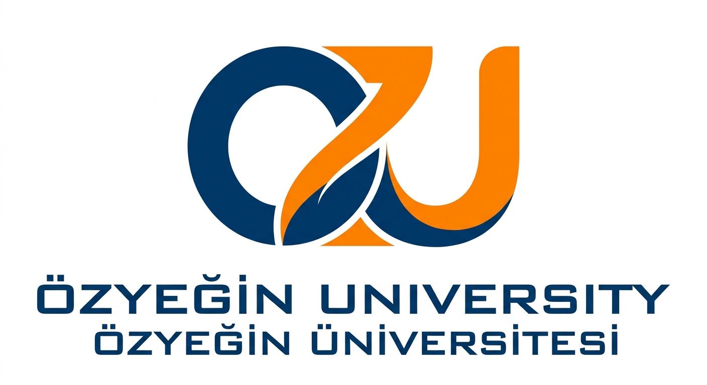 Özyeğin University official logo, stylized OzU monogram in dark blue and orange on white background