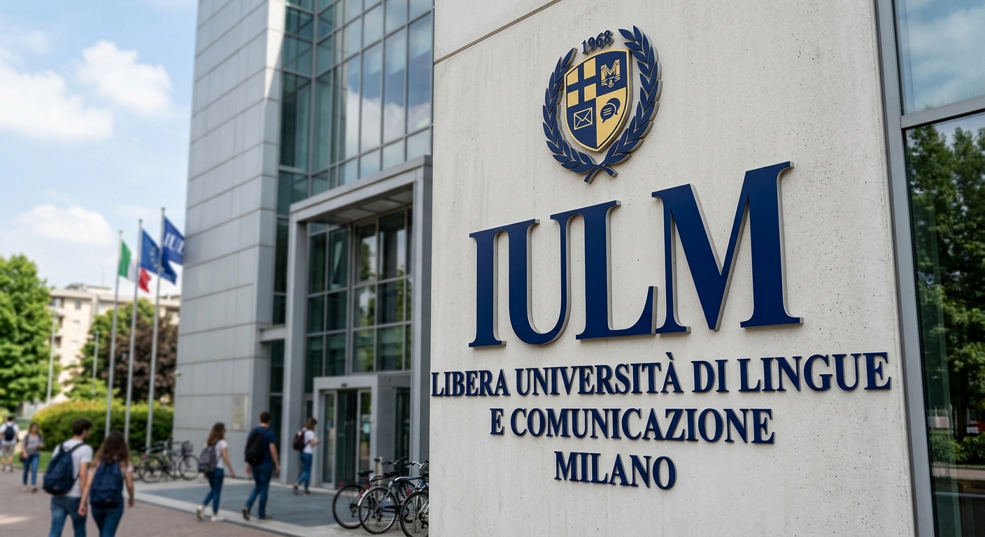IULM University official logo, stylized IULM text in dark blue, Libera Università di Lingue e Comunicazione branding