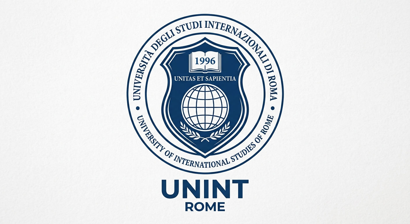 University of International Studies of Rome UNINT official logo, blue and white emblem with university name in Italian and English
