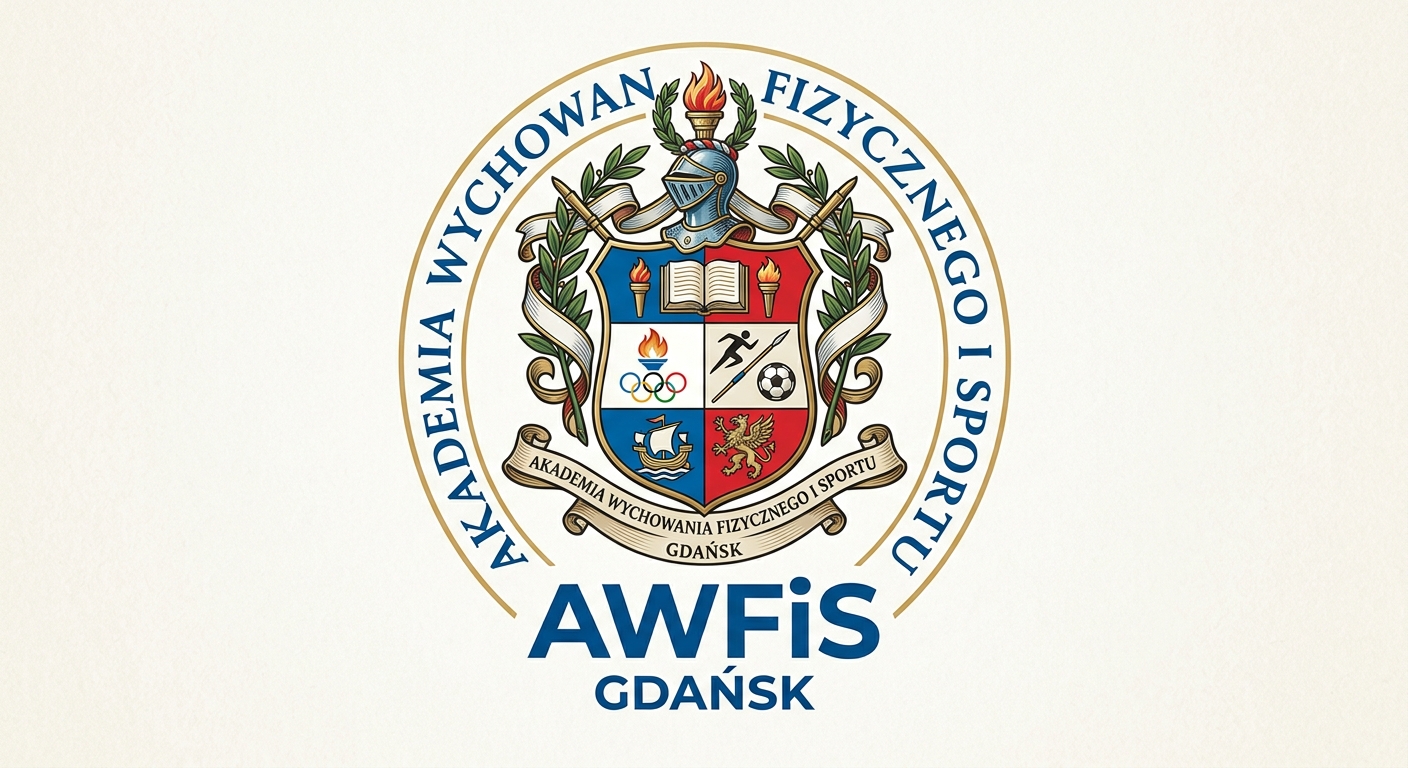 Official logo of Akademia Wychowania Fizycznego i Sportu AWFiS Gdansk, featuring university crest with sport and education symbols