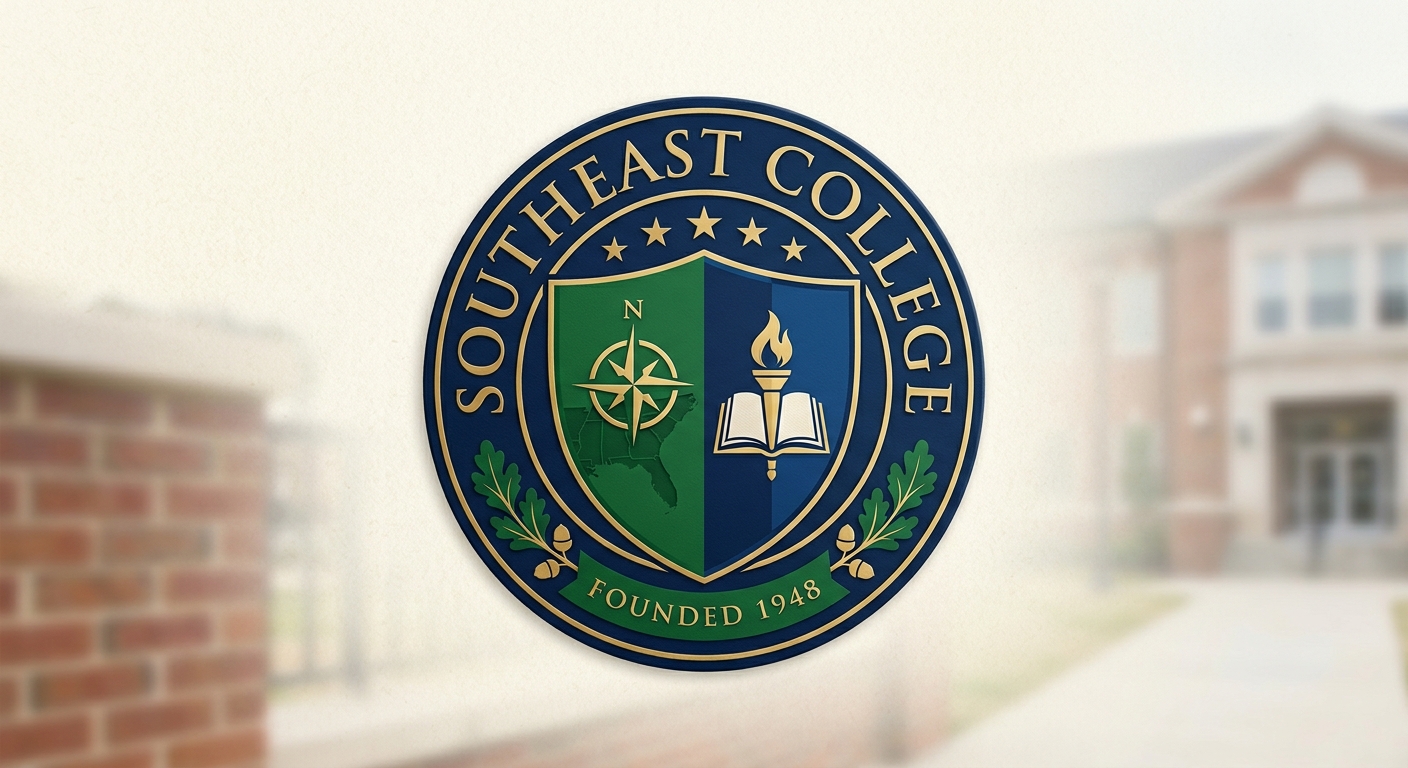 Southeast College official logo, green and blue institutional emblem with Southeast College text