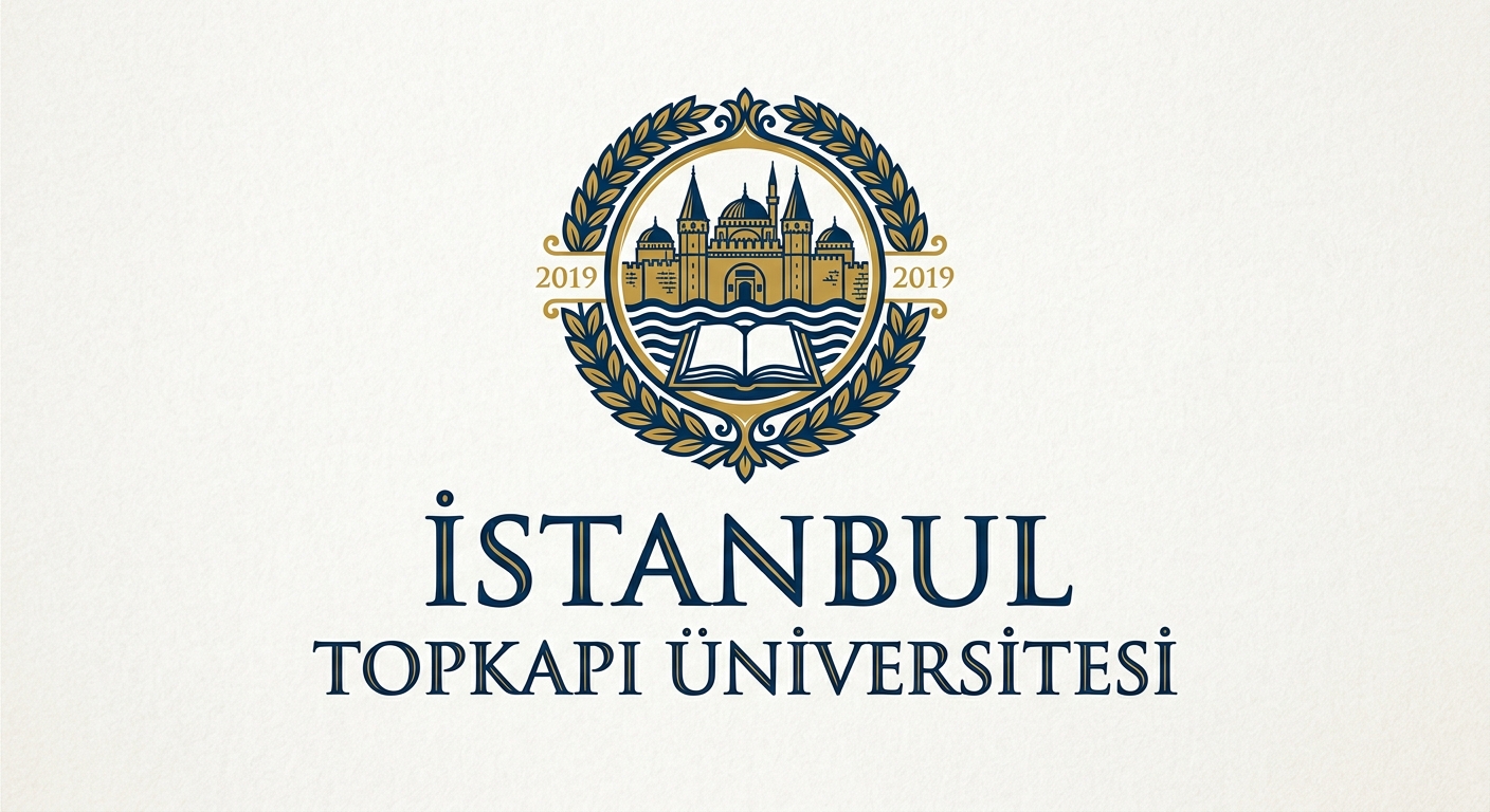 Istanbul Topkapı University official logo, stylized text reading İstanbul Topkapı Üniversitesi with university emblem in dark blue and gold