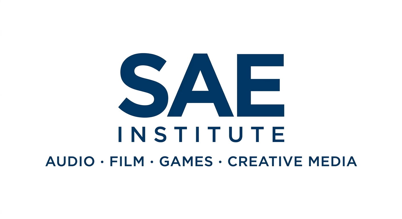 SAE Institute official logo, bold SAE lettering in dark blue with Institute text beneath, clean modern design on white background