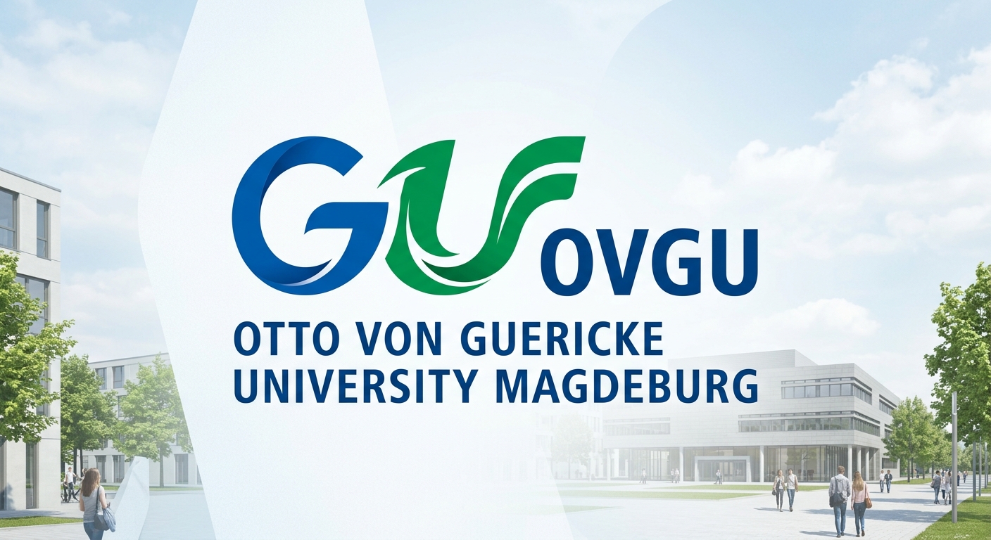 Otto von Guericke University Magdeburg official logo featuring the university name and stylized OVGU emblem in blue and green