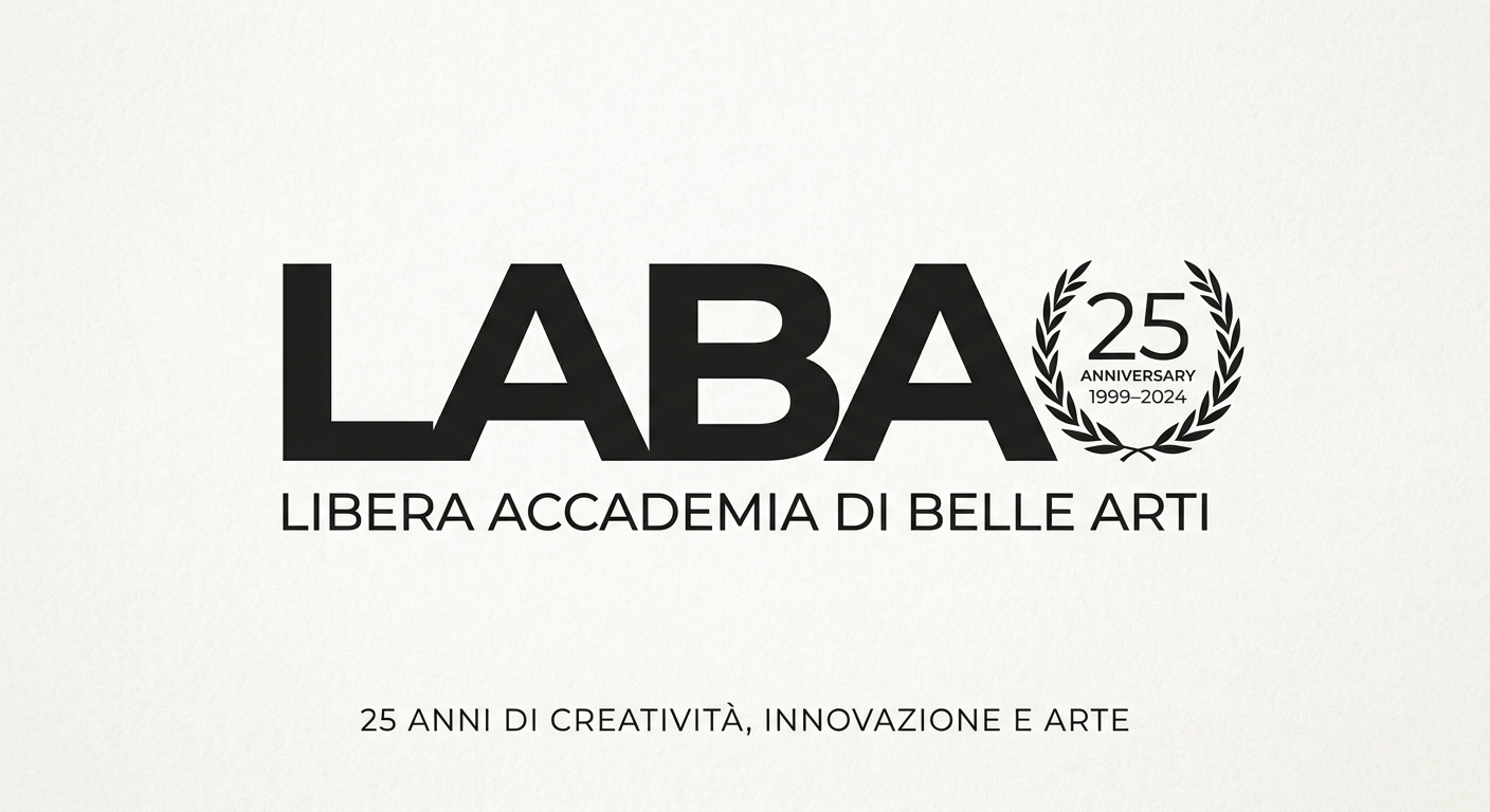 LABA Libera Accademia di Belle Arti official logo, minimalist typographic design featuring the letters LABA in bold modern font with 25th anniversary mark