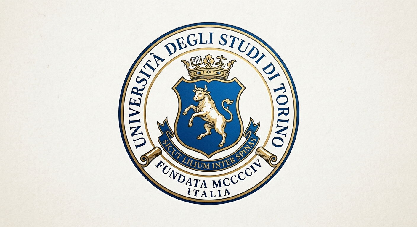 University of Turin official logo featuring the UNITO crest with a blue shield, a rampant bull symbol, and the text Universita degli Studi di Torino in serif font