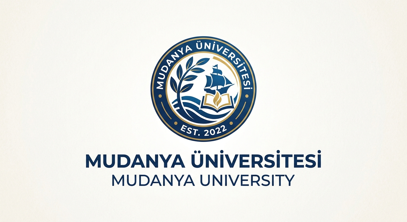 Mudanya University official logo featuring the university name in Turkish and English with a modern emblem design