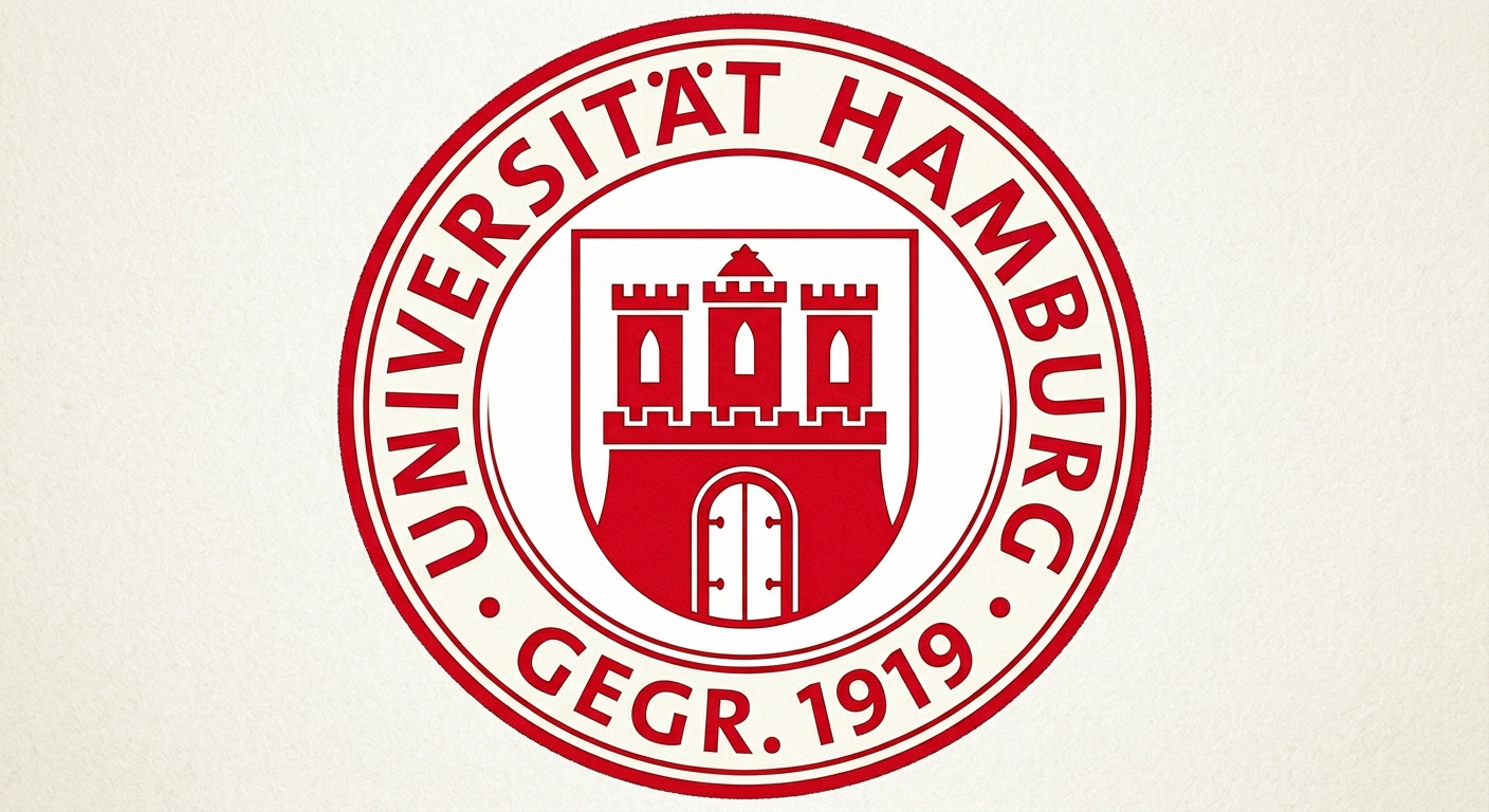 University of Hamburg official logo featuring Hamburg coat of arms castle gate in red and white circular seal with text Universitat Hamburg