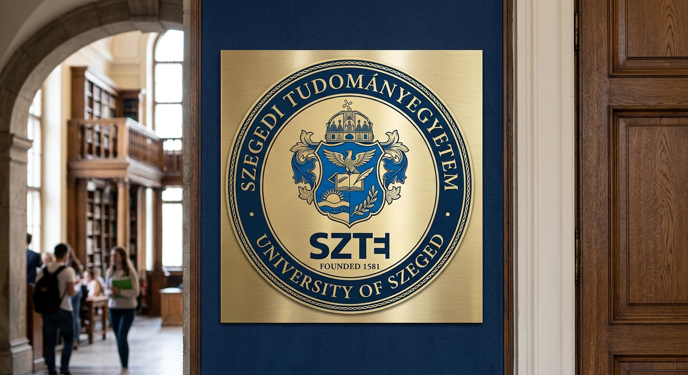 University of Szeged official logo featuring the SZTE abbreviation with traditional university crest in blue and gold