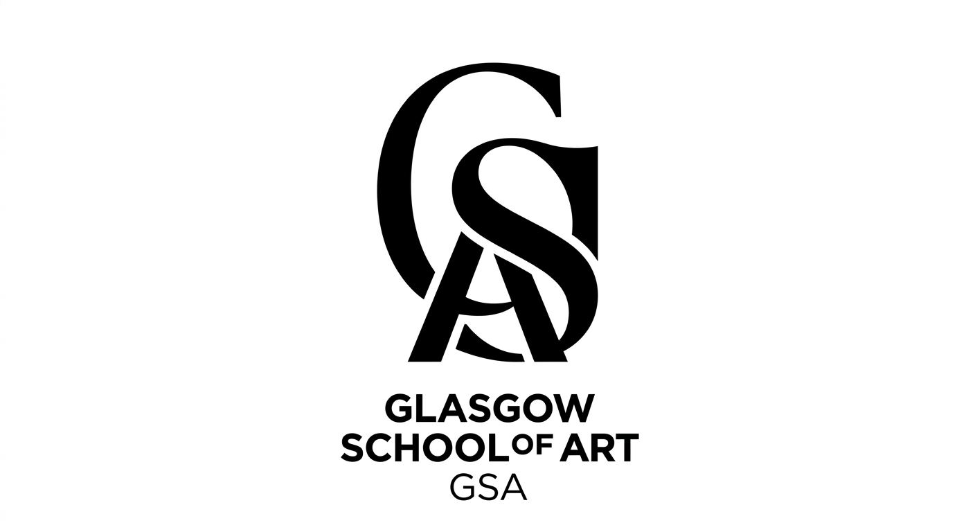 Glasgow School of Art official logo, stylised GSA monogram in black on white background