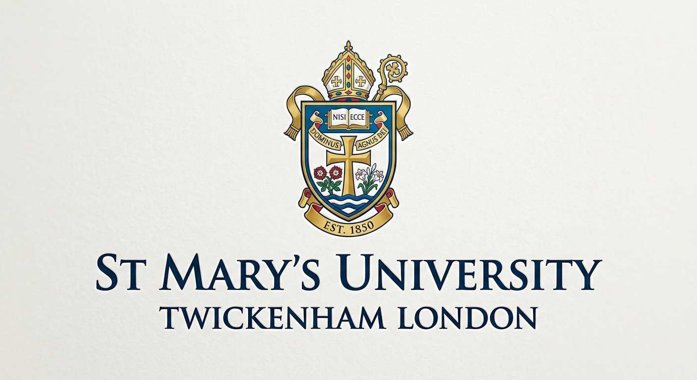 St Mary's University London official logo featuring the university crest with Catholic cross symbol and the text St Mary's University Twickenham London