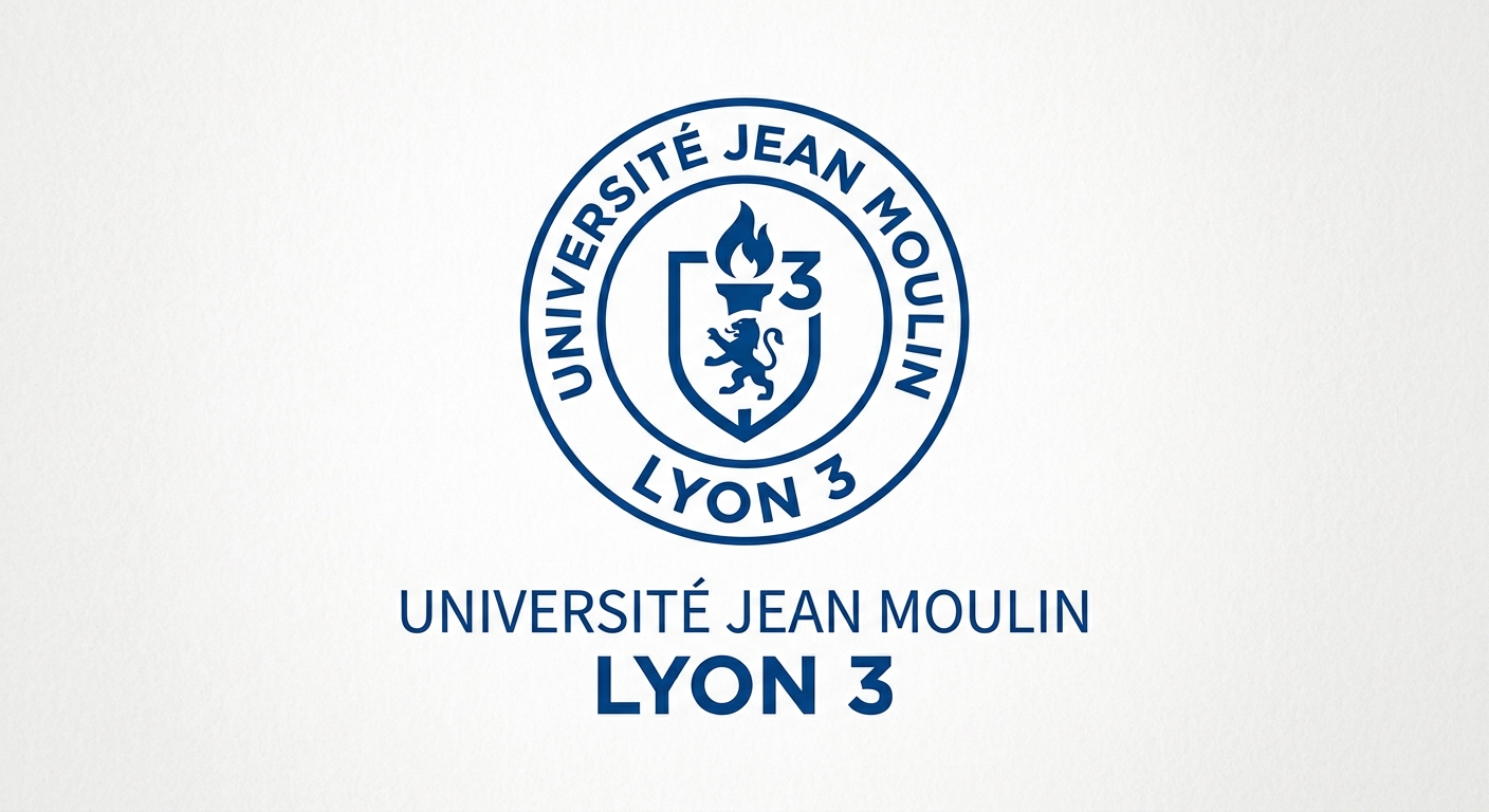 Jean Moulin Lyon 3 University official logo, blue and white color scheme, stylized text reading Université Jean Moulin Lyon 3
