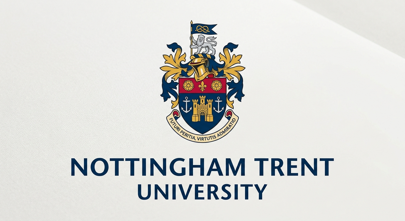 Nottingham Trent University official logo featuring the NTU crest with shield design and university name in dark blue text