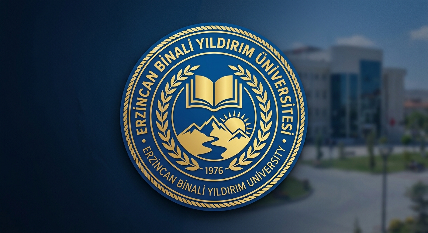 Erzincan Binali Yıldırım University official logo, circular emblem with university name in Turkish and English, blue and gold color scheme