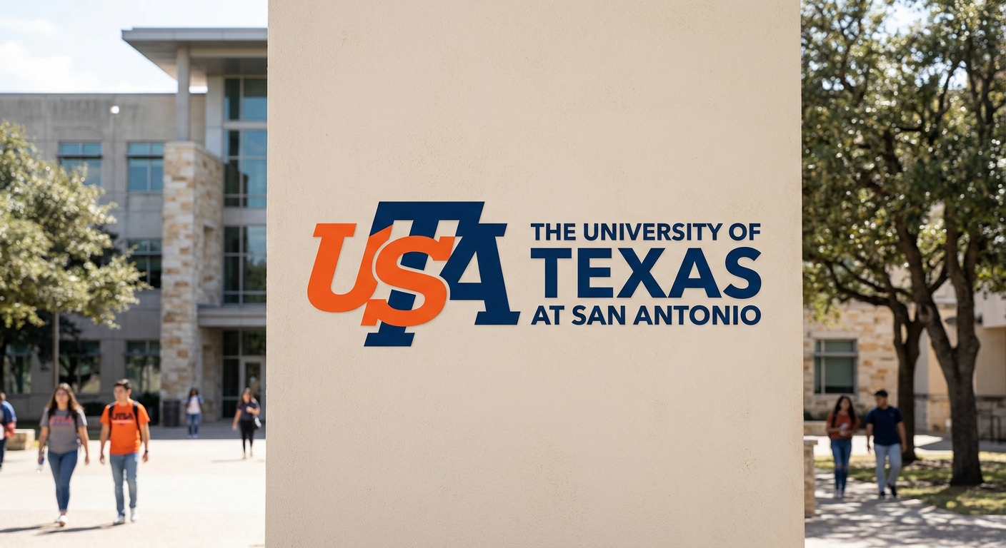 University of Texas at San Antonio official logo featuring a stylized UTSA monogram in orange and blue with the university name