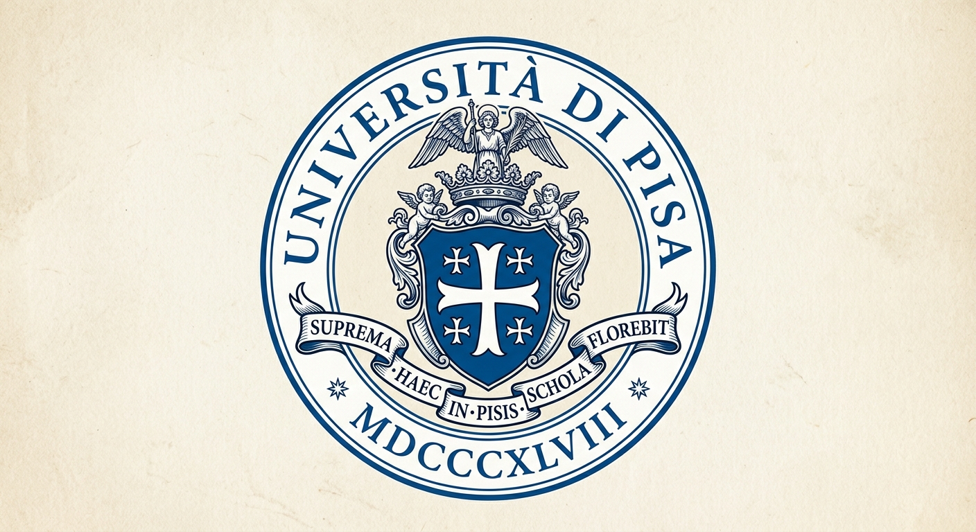University of Pisa official logo featuring the traditional blue and white shield emblem with the Latin inscription and the university crest