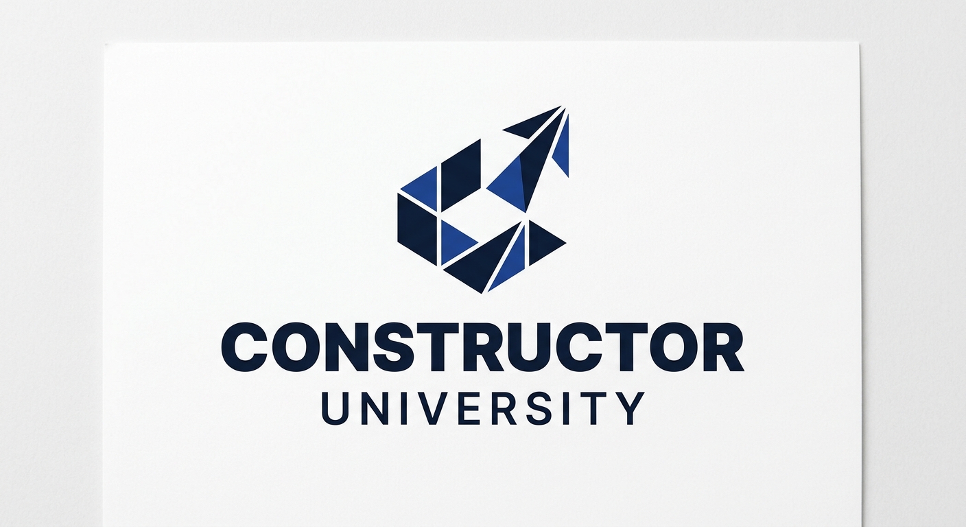 Constructor University logo, modern geometric design with the word Constructor in bold dark lettering on white background