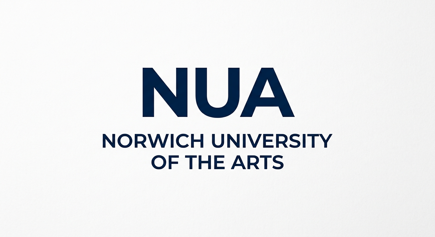 Norwich University of the Arts official logo, NUA abbreviated mark, modern minimalist typographic design on white background