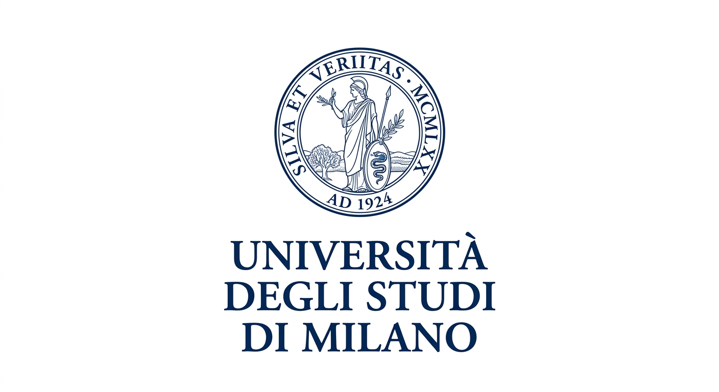 University of Milan official logo featuring the Minerva emblem with the text Universita degli Studi di Milano in dark blue on white background