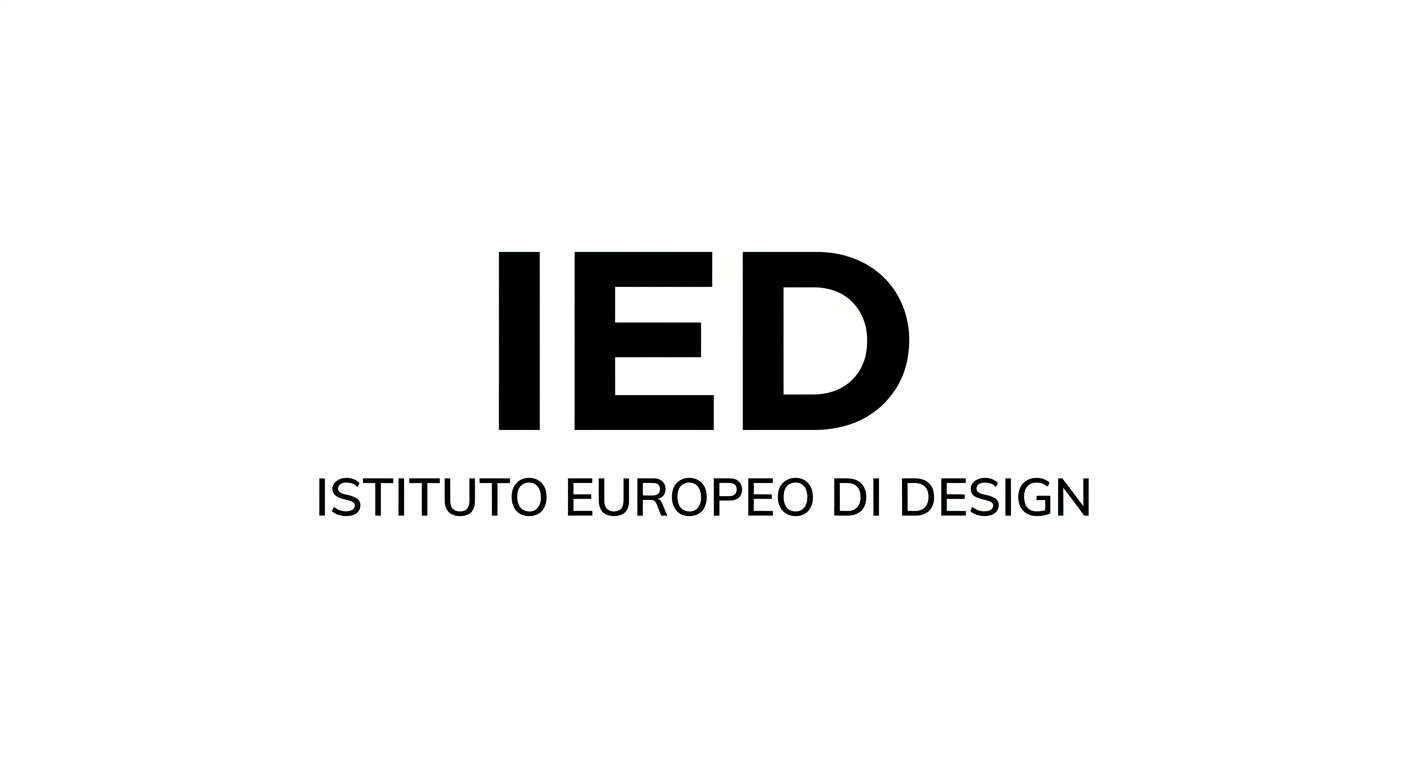 Istituto Europeo di Design IED official logo, minimalist black text on white background, stylized IED acronym