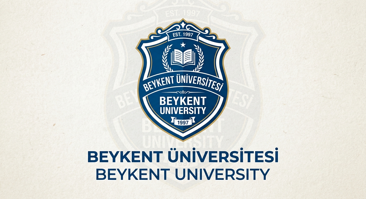 Beykent University official logo, blue and white shield emblem with university name in English and Turkish