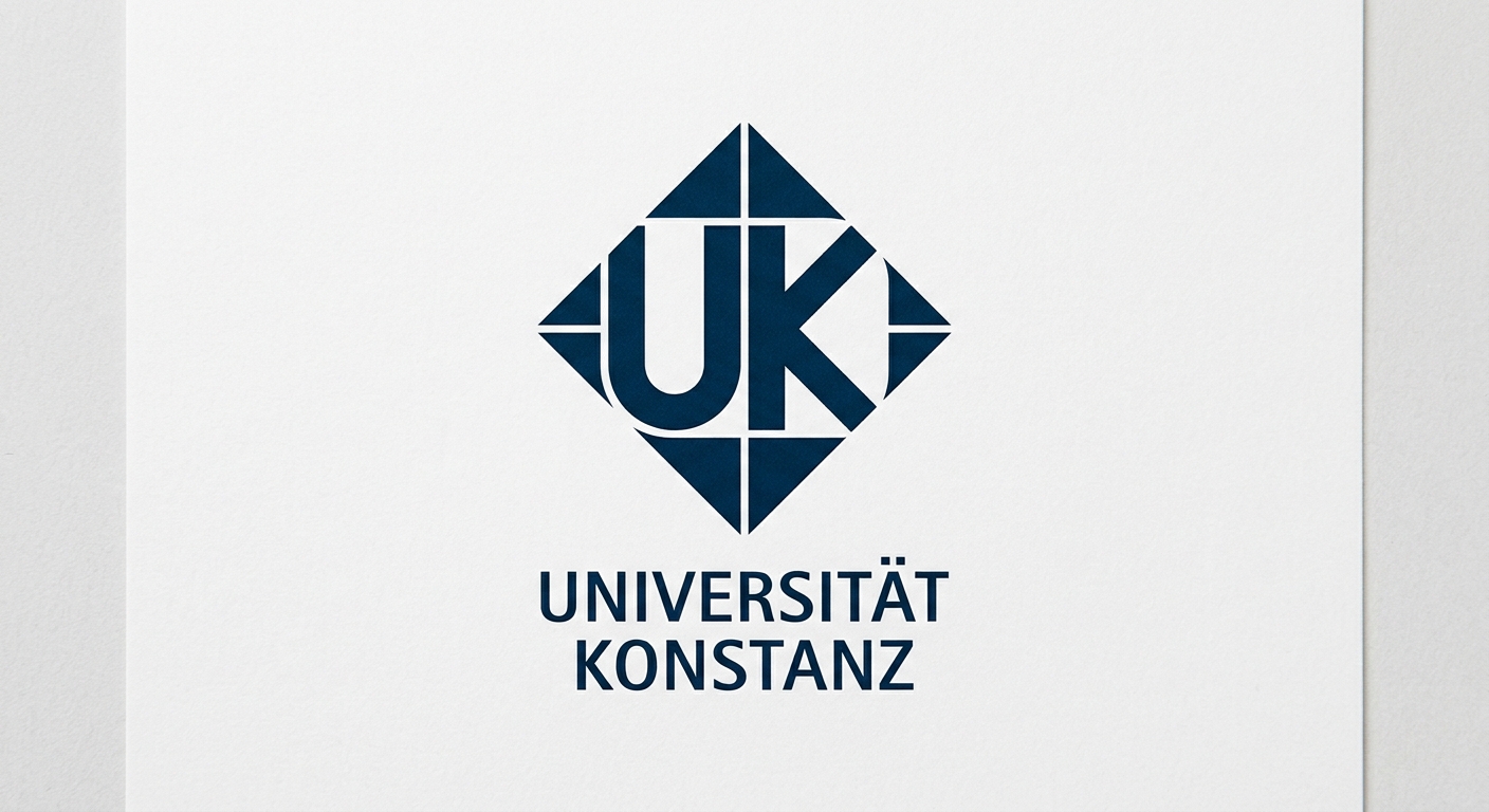 University of Konstanz official logo designed by Otl Aicher, minimalist geometric design in dark blue