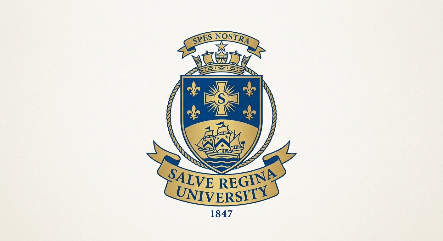 Salve Regina University official logo featuring the university name and crest with the Sisters of Mercy emblem in blue and gold